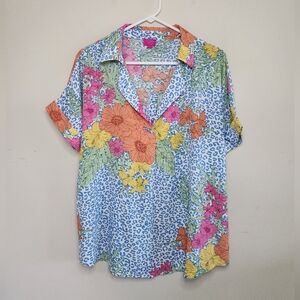 Women's Caroline Hill Floral Print Top Sz Large